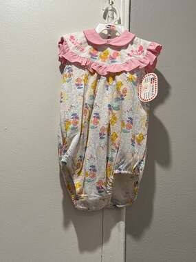 Vintage Popsicle Playwear Ltd Baby Girl Duck Print Bubble Romper 24 Months